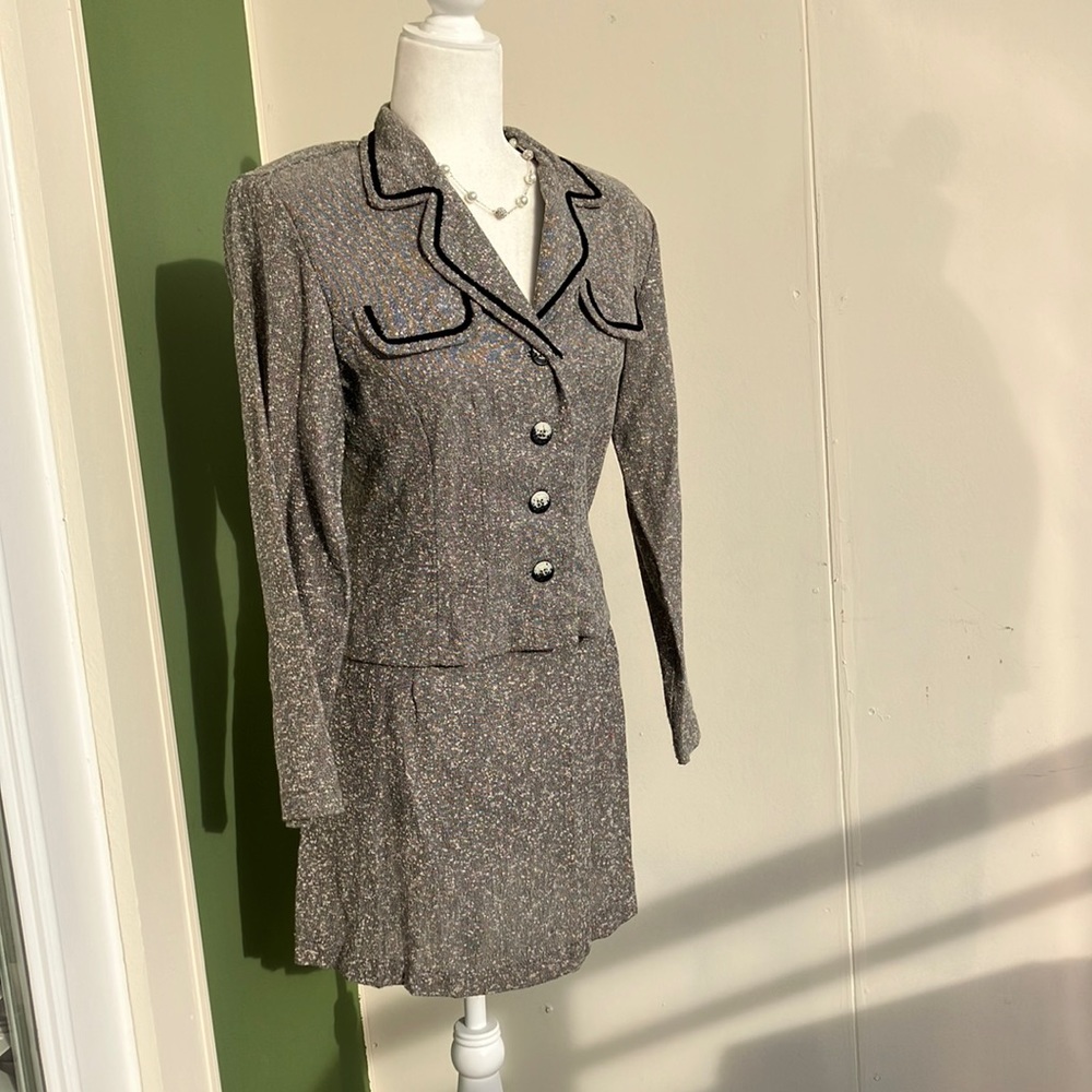 Vintage 90s Gray Cropped Skirt Set